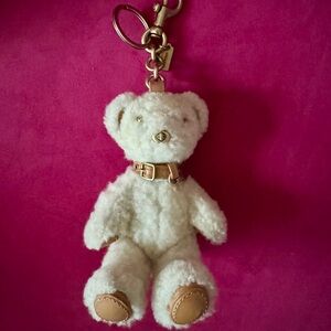 COACH White Shearling Bear Charm